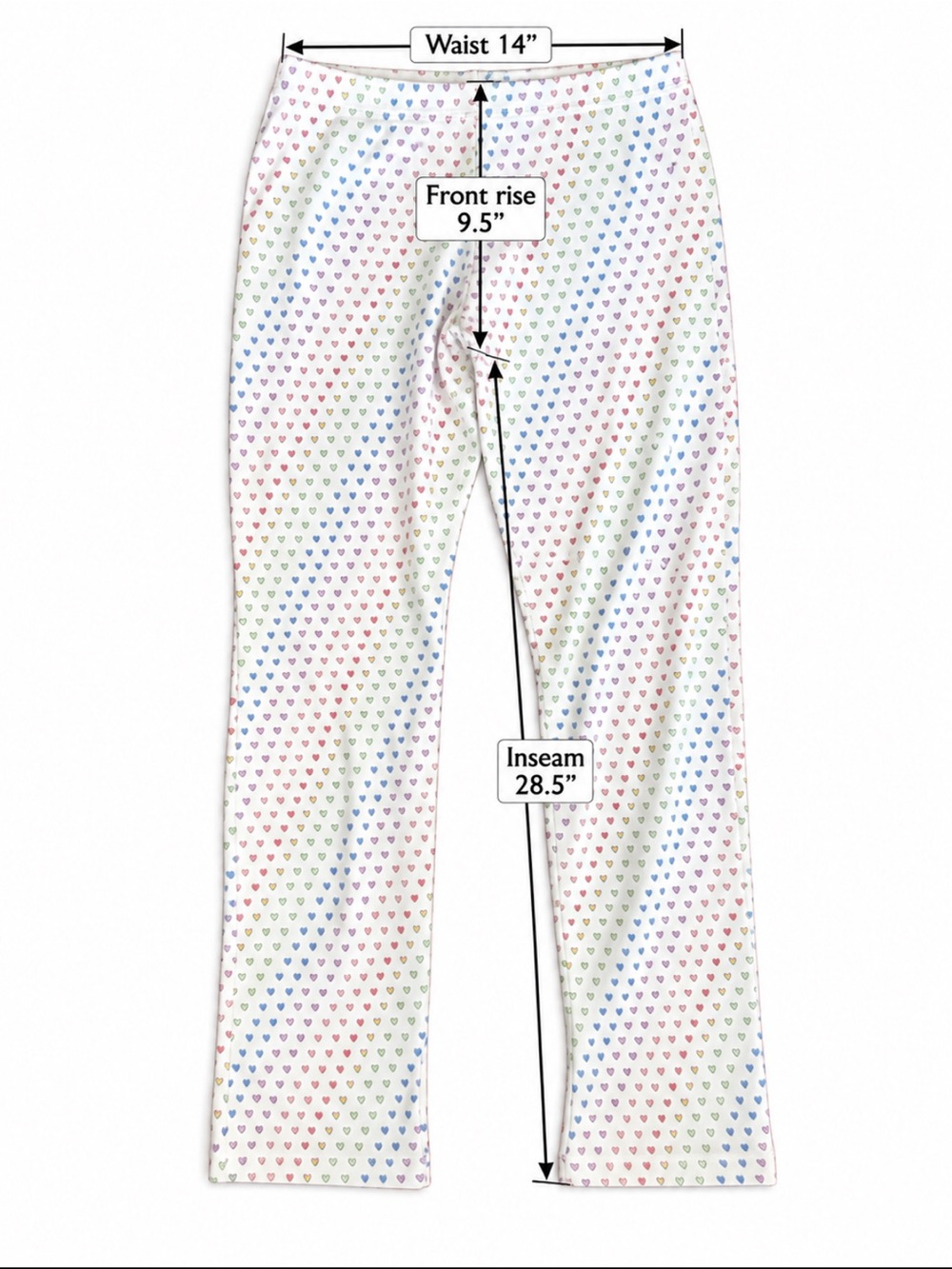 Roller Rabbit Disco Hearts Pajama Pants Rainbow Pima Cotton White Size Small - Picture 6 of 7